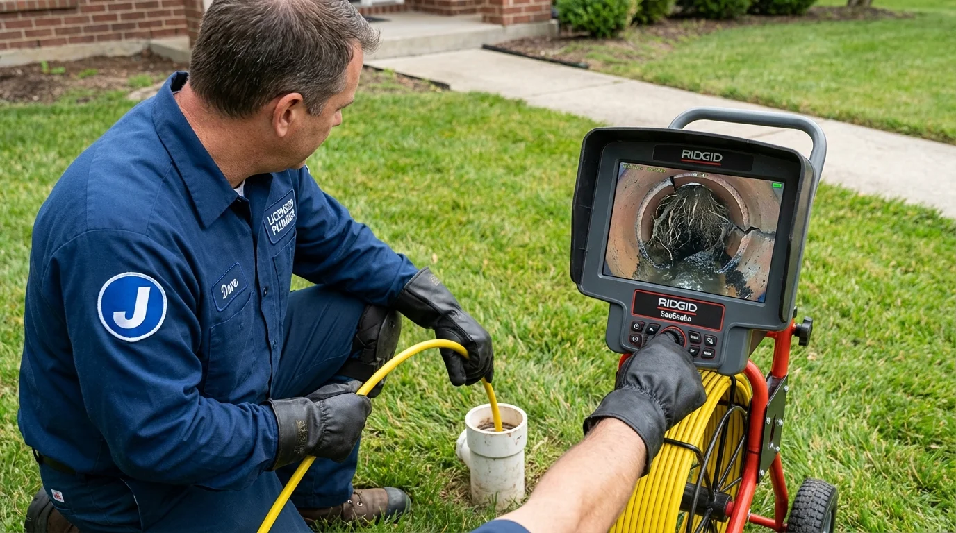 Sewer camera inspection being performed by Johns Plumbing LLC in Exeter